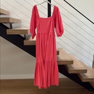 Pink Bishop Sleeve Square Neck Sundress Billabong